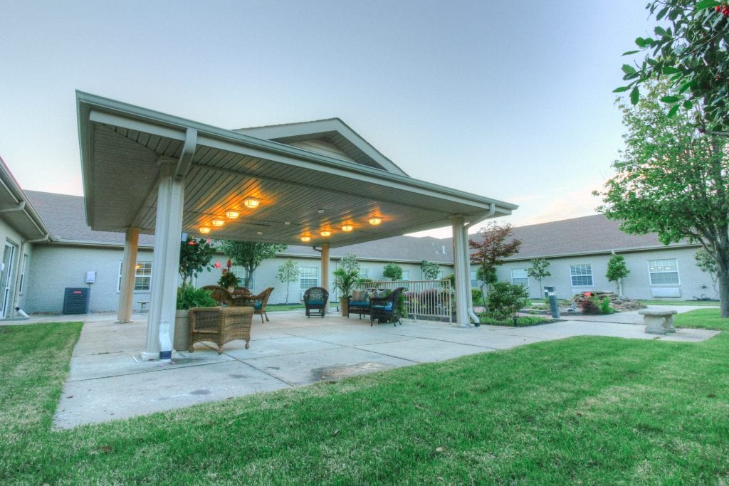Outdoor area at a skilled nursing facility nursing home
