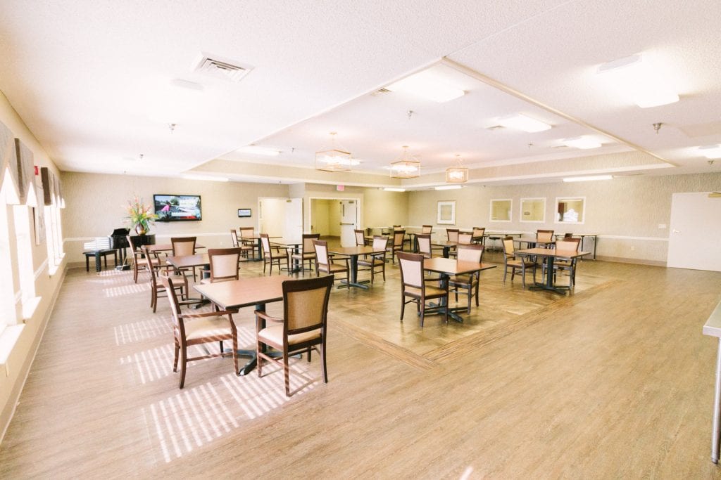 A dining area at St. Elizabeth's Place a skilled nursing facility